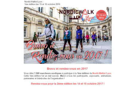 NordicWalkin'Lyon - 1ère édition les 15 et 16 octobre 2016