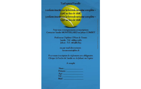 #Tennis - Stage vacances de février
