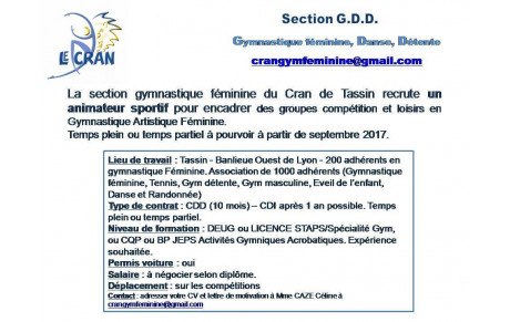 #GymFéminine - Le Cran recrute