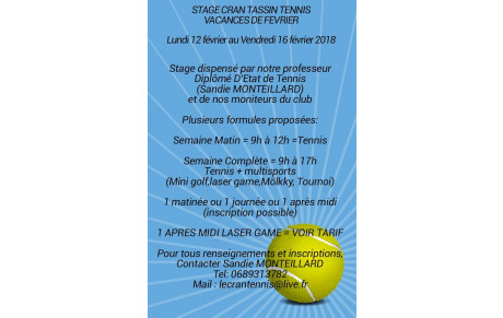 #TENNIS - RETOUR SUR LE STAGE DE FEVRIER