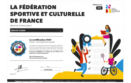Le CRAN de Tassin obtient la certification qualité de la FSCF